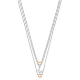 Sterling Silver RH-pltd Gold and Rose-tone Sun Moon Star Necklace